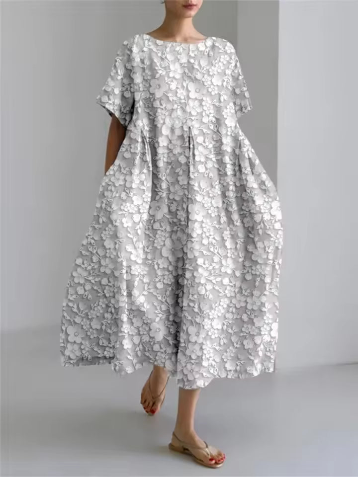Fenella | Elegancka Luźna Sukienka z Okrągłym Dekoltem