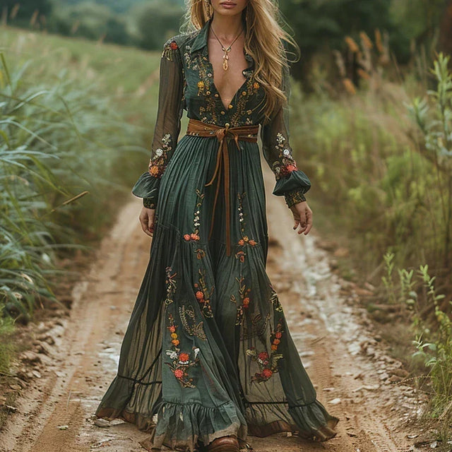 Iris | Haftowana Boho Sukienka Maxi