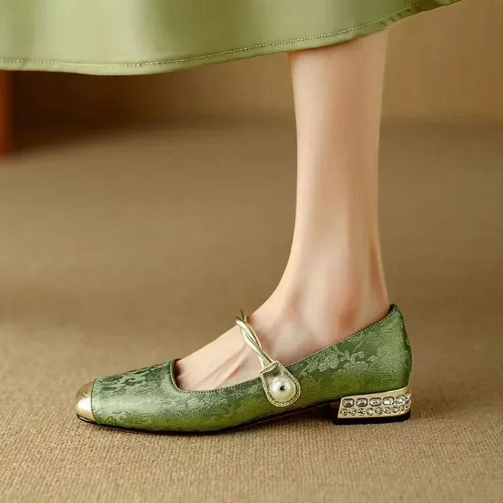 Daisy | Vintage Sandały z Plecionym Ramiączkiem z Perłami
