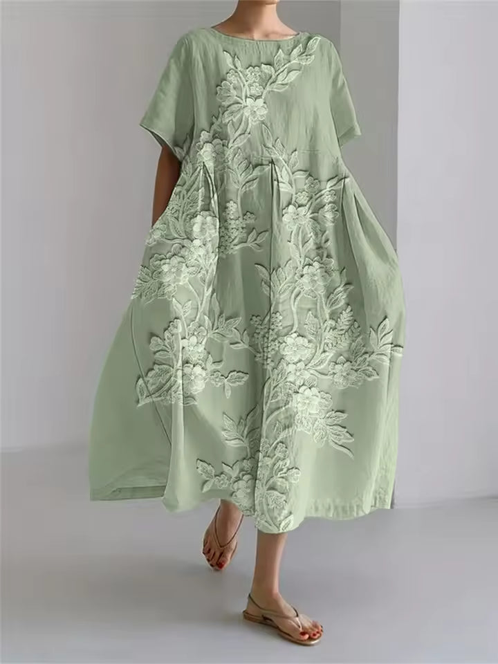Fenella | Elegancka Luźna Sukienka z Okrągłym Dekoltem