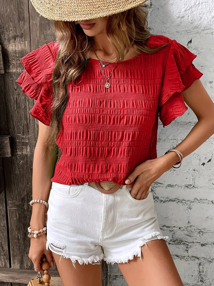 Rosalind | Bluzka z falbanami o teksturowanej powierzchni