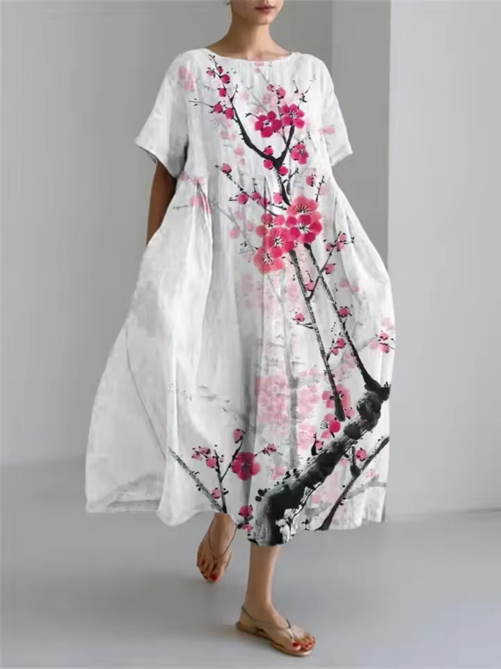 Fenella | Elegancka Luźna Sukienka z Okrągłym Dekoltem