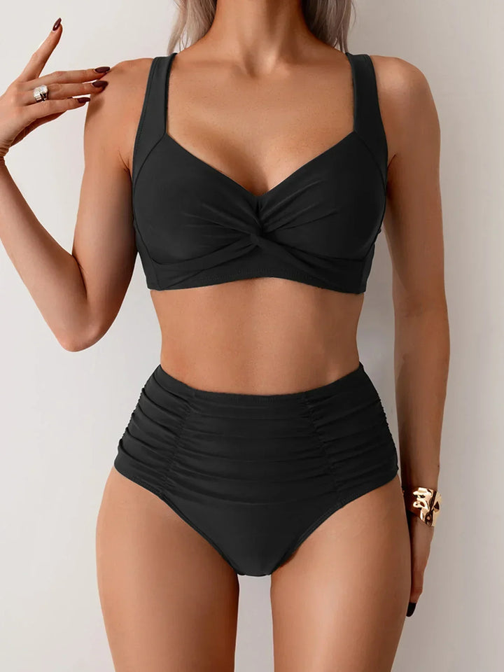 Delyth | Elegancki klasyczny zestaw bikini z wysokim stanem
