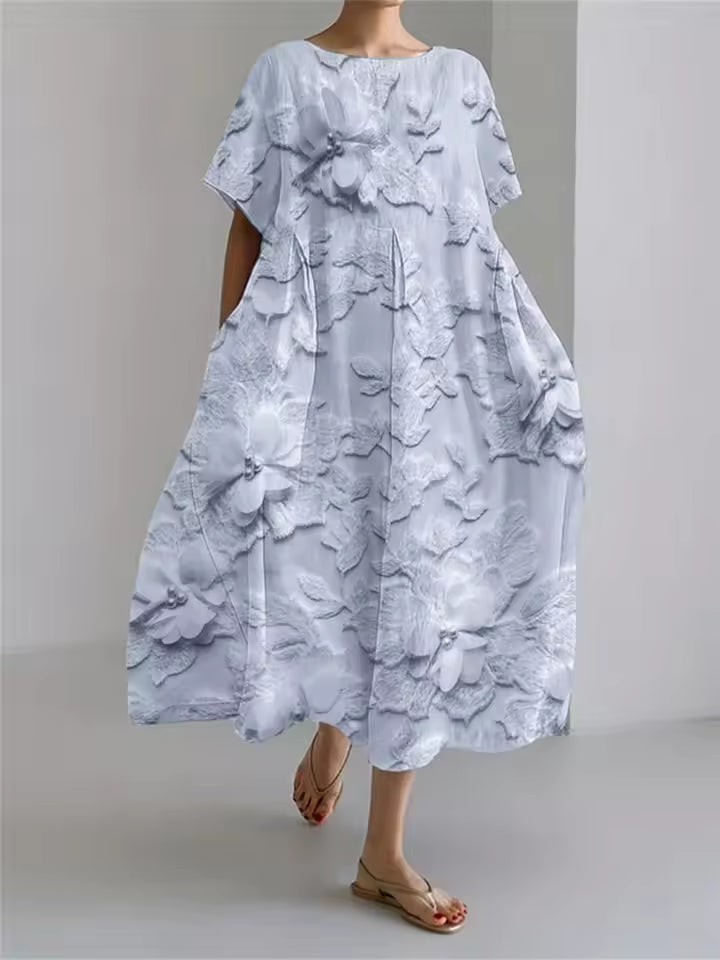 Fenella | Elegancka Luźna Sukienka z Okrągłym Dekoltem