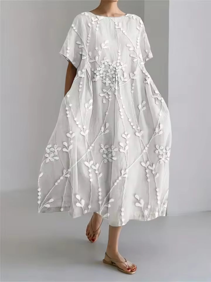 Fenella | Elegancka Luźna Sukienka z Okrągłym Dekoltem