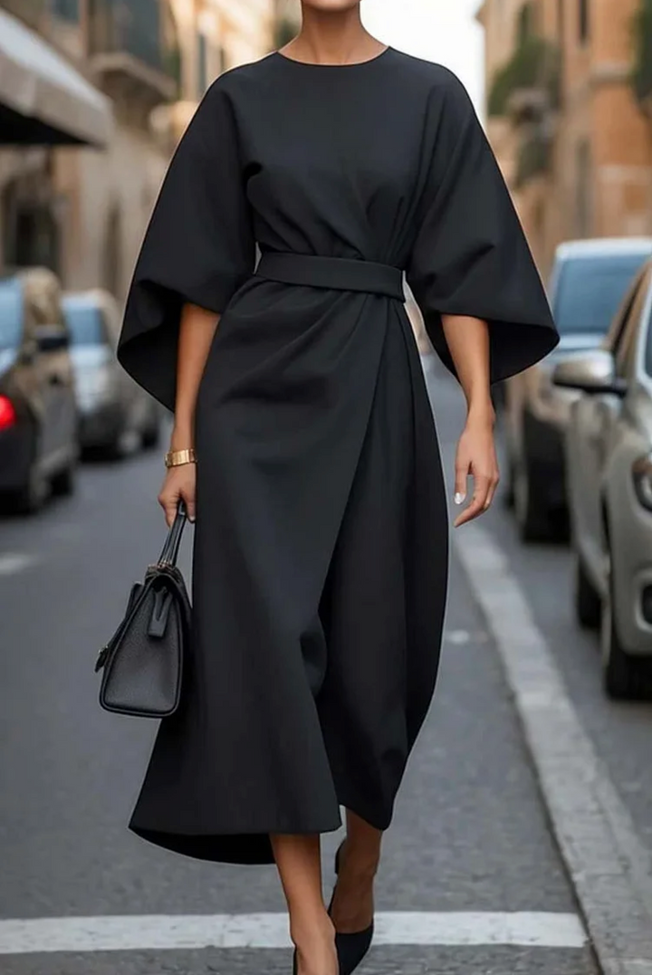 Selina | Elegancka Sukienka z Lanternowymi Rękawami