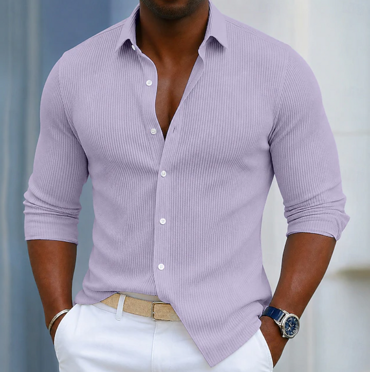 Marco | Koszula Henley w Slim Fit z teksturowanej tkaniny