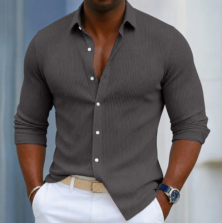 Marco | Koszula Henley w Slim Fit z teksturowanej tkaniny