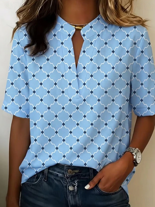 Mila | Bluzka Henley z geometrycznym nadrukiem