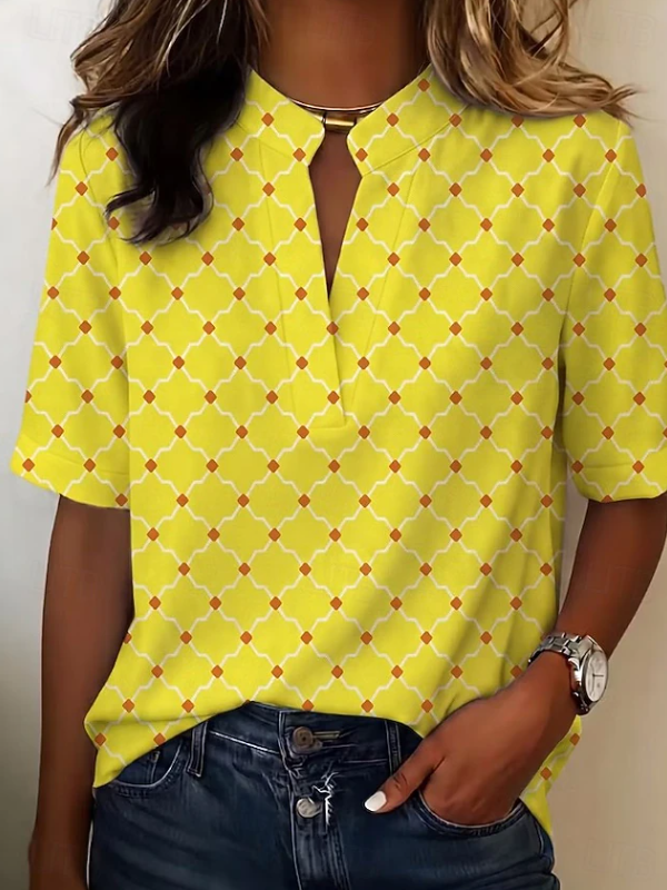 Mila | Bluzka Henley z geometrycznym nadrukiem