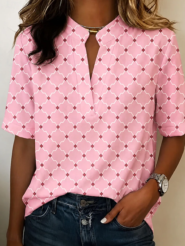 Mila | Bluzka Henley z geometrycznym nadrukiem