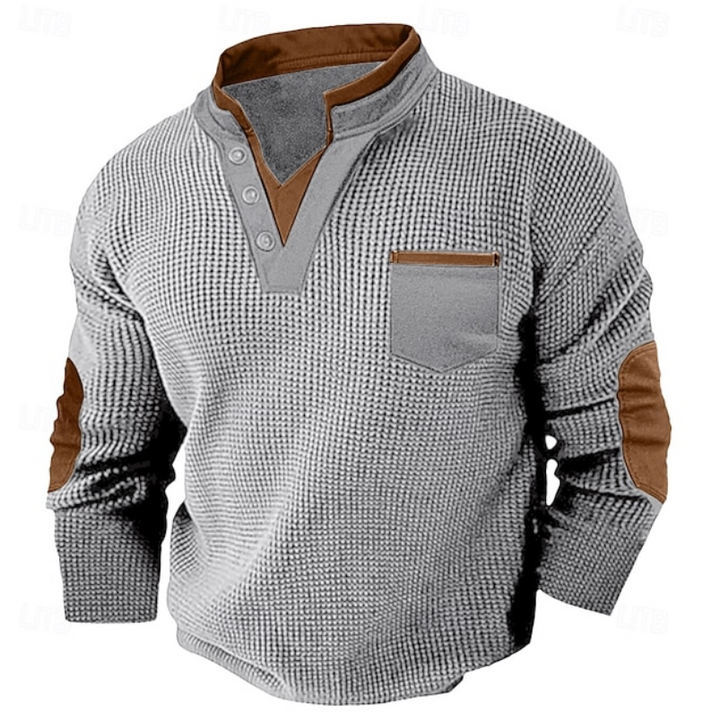 Calder | Casualny Sweter z Teksturowanym Kieszonym