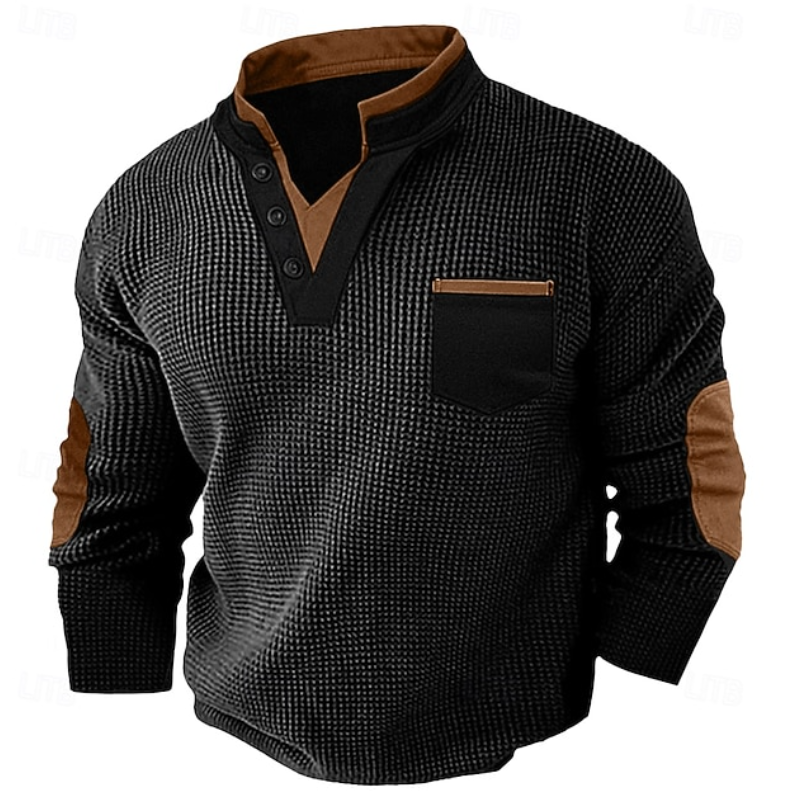 Calder | Casualny Sweter z Teksturowanym Kieszonym