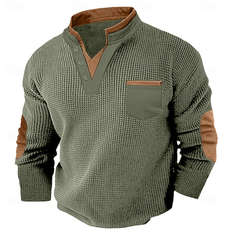 Calder | Casualny Sweter z Teksturowanym Kieszonym
