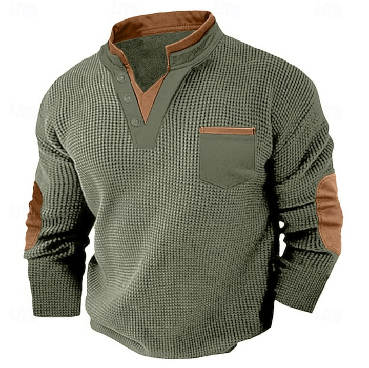 Calder | Casualny Sweter z Teksturowanym Kieszonym