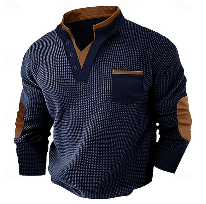 Calder | Casualny Sweter z Teksturowanym Kieszonym