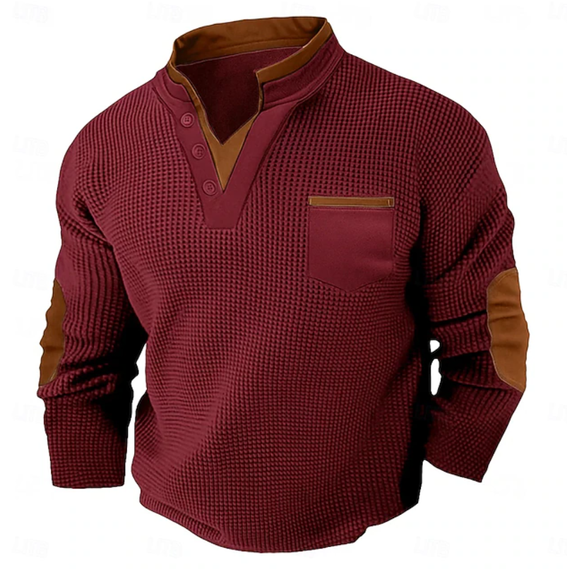 Calder | Casualny Sweter z Teksturowanym Kieszonym
