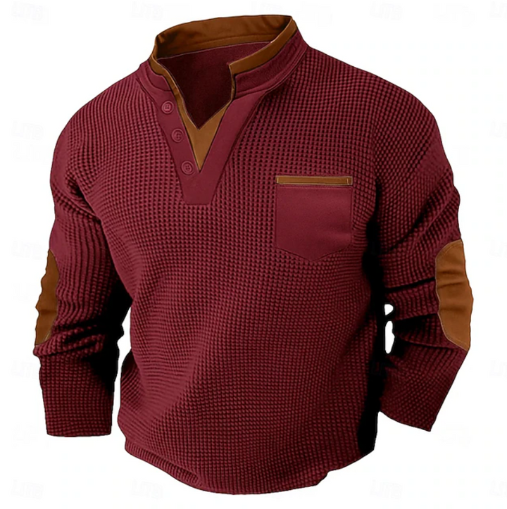 Calder | Casualny Sweter z Teksturowanym Kieszonym