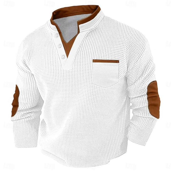 Calder | Casualny Sweter z Teksturowanym Kieszonym