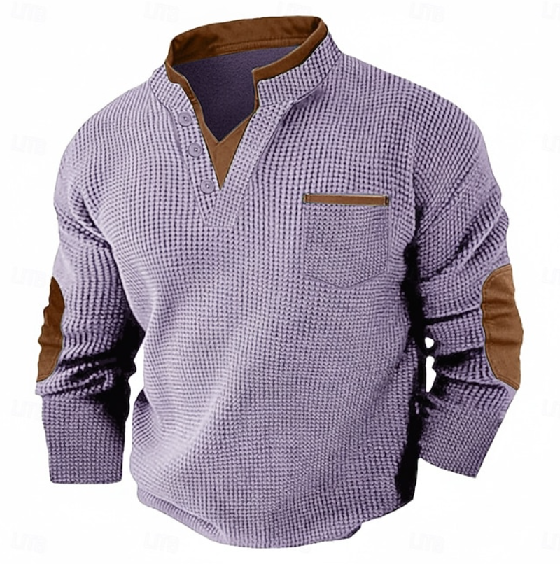 Calder | Casualny Sweter z Teksturowanym Kieszonym