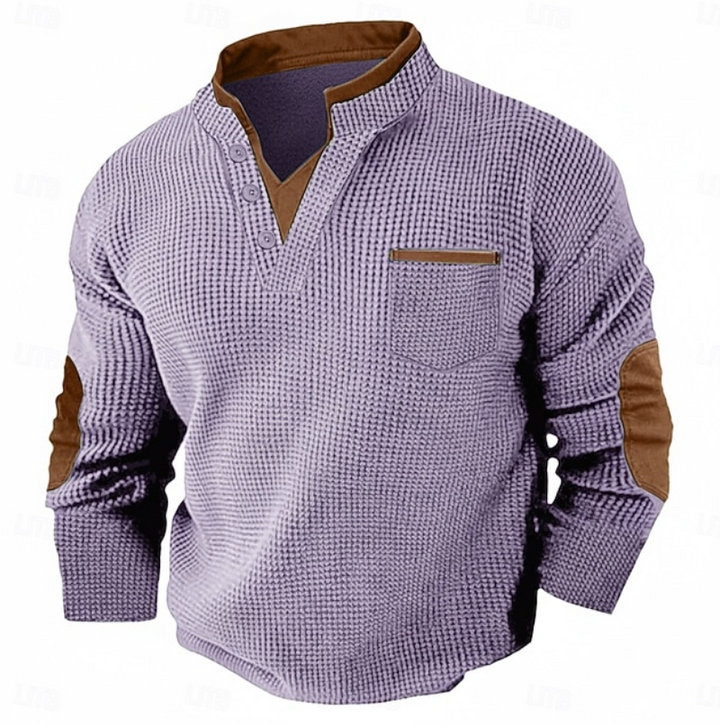 Calder | Casualny Sweter z Teksturowanym Kieszonym