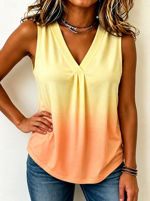Livia | Casual Gradient V-Neck Sleeveless Top