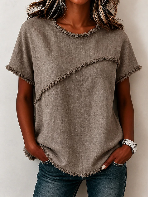 Ailsa | Casual Asymmetrical Stitch Top