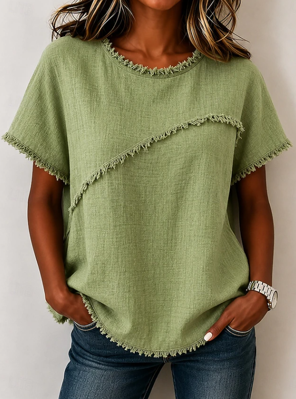 Ailsa | Casual Asymmetrical Stitch Top