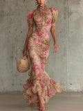 Verity | Sukienka maxi z bufkami w stylu vintage Rose