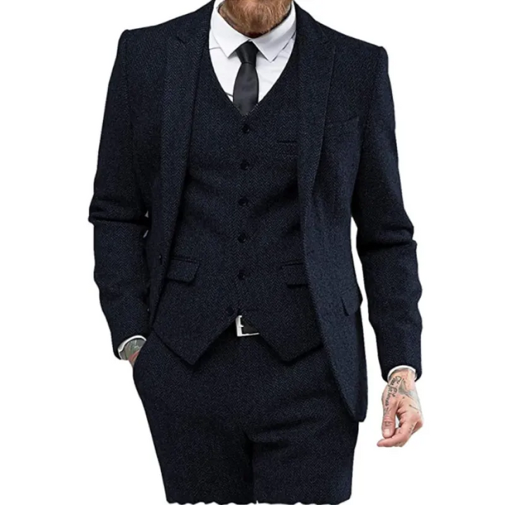 Winston | Trzyczęściowy Garnitur w Jodełkę