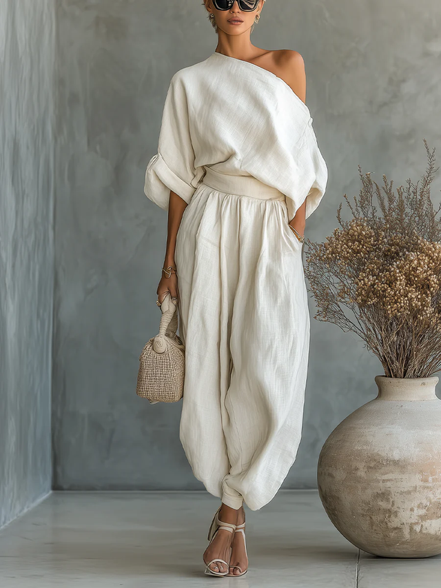 Joanne | Elegancki Zestaw 2-Częściowy z Odkrytymi Ramionami