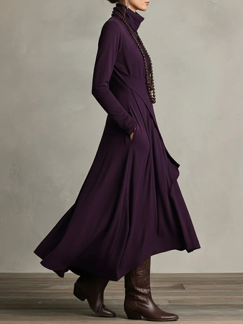 Hattie | Elegancka Sukienka Maxi z Wysokim Kołnierzem