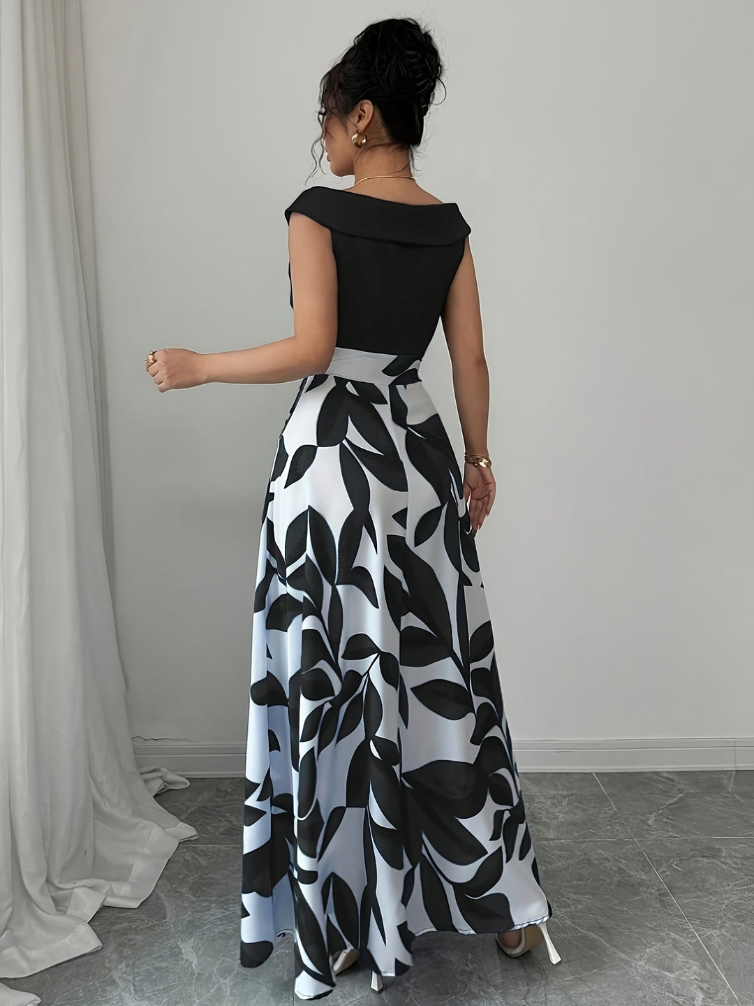 Sabrina | Elegancka sukienka maxi w liście
