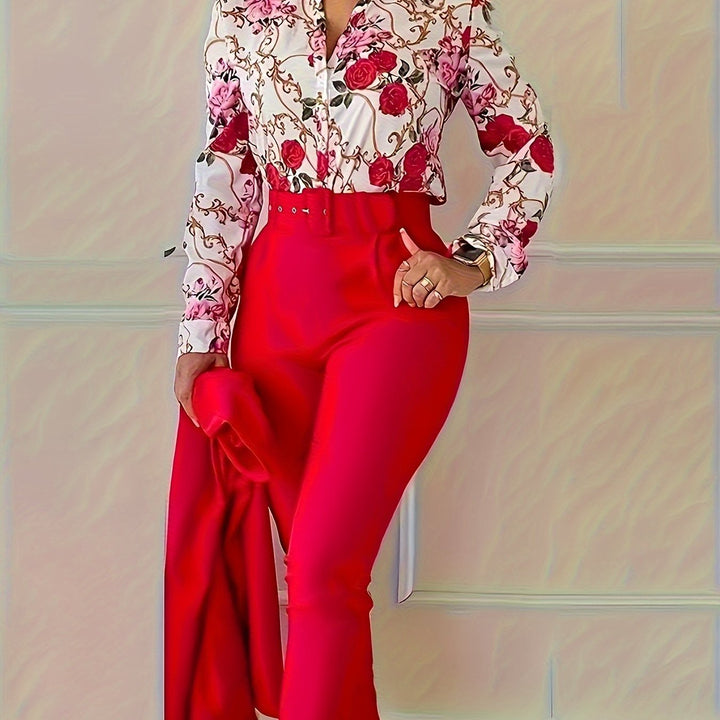 Marlene | Elegancki Kwiatowy Zestaw Dwuczęściowy
