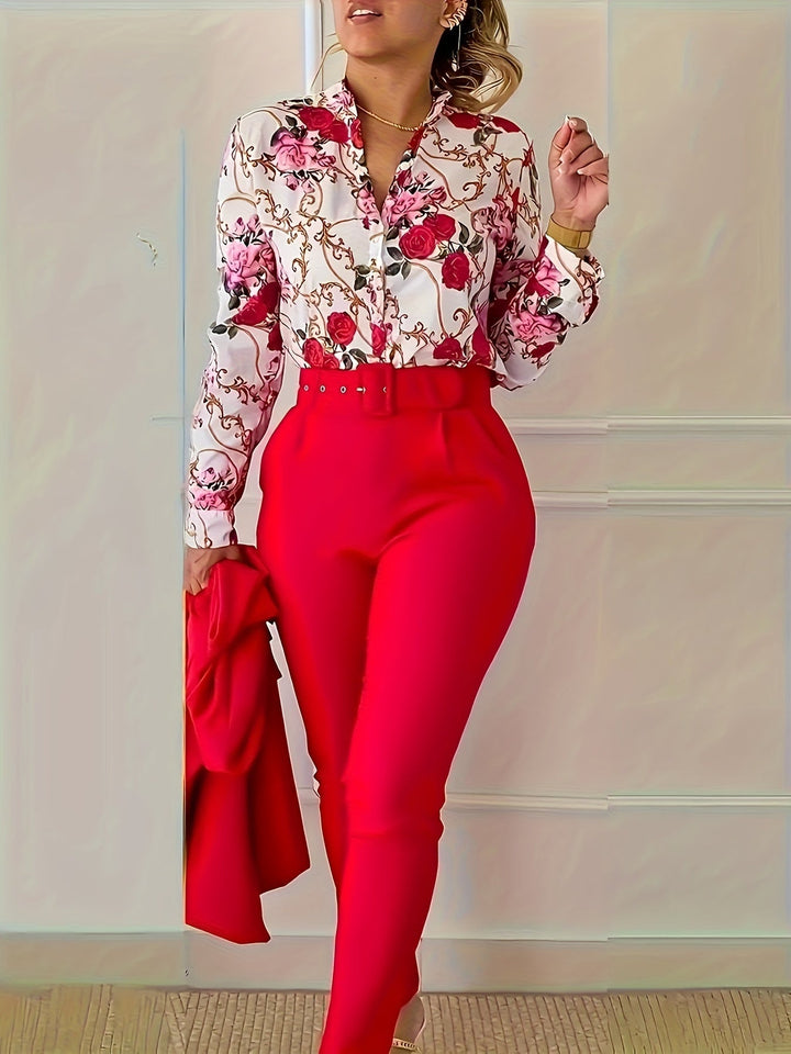 Marlene | Elegancki Kwiatowy Zestaw Dwuczęściowy
