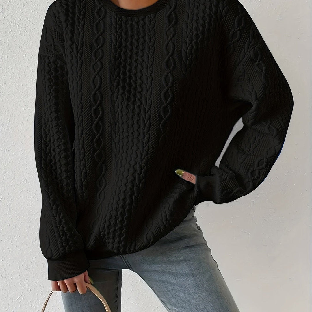 Maisie | Sweter z teksturą warkocza z okrągłym dekoltem