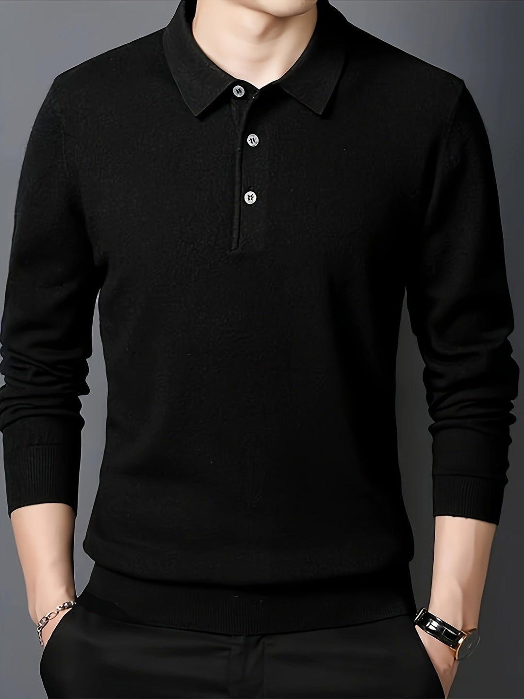 Frederick | Wyszukany Sweter Polo z Kołnierzykiem