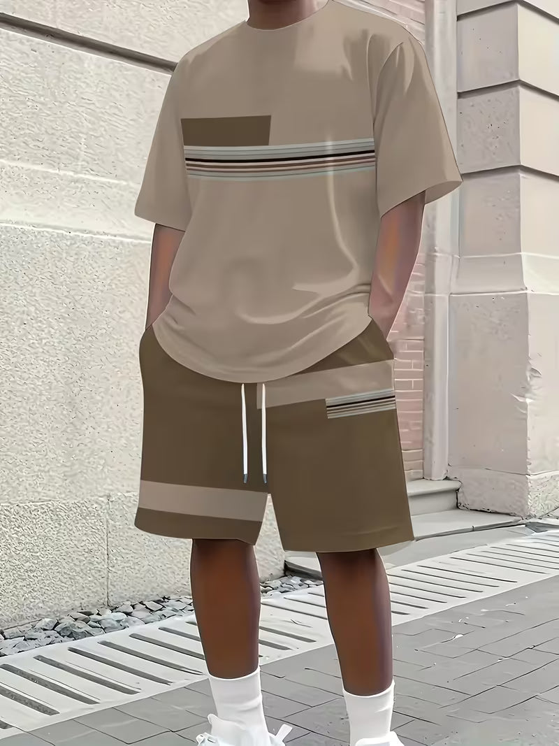 Ethan | Casual Striped Short Set