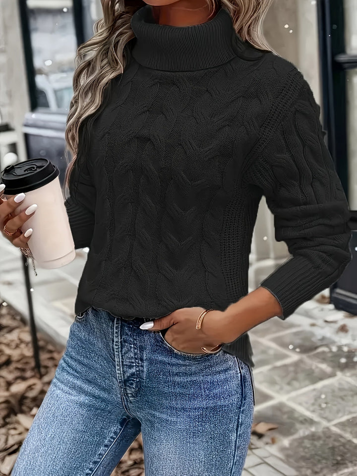 Naomi | Sweter z golfem plecionym