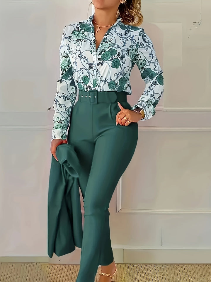 Marlene | Elegancki Kwiatowy Zestaw Dwuczęściowy