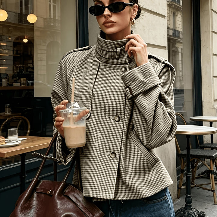 Bernadette | Elegancka Kurtka w Wzór Houndstooth