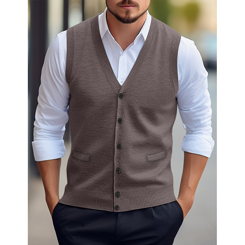 Coleman | Elegancka Kamizelka z Dekoltem w Serek