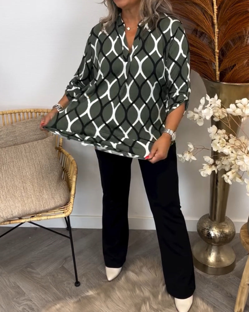 CHRISTABEL | CASUAL BLUZA Z DŁUGIM RĘKAWEM WZORZYSTA
