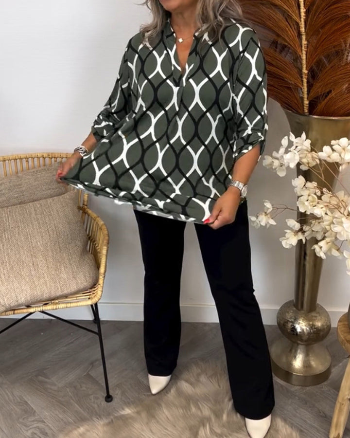 CHRISTABEL | CASUAL BLUZA Z DŁUGIM RĘKAWEM WZORZYSTA