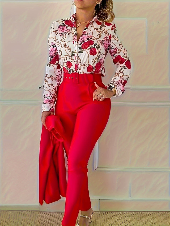 Marlene | Elegancki Kwiatowy Zestaw Dwuczęściowy