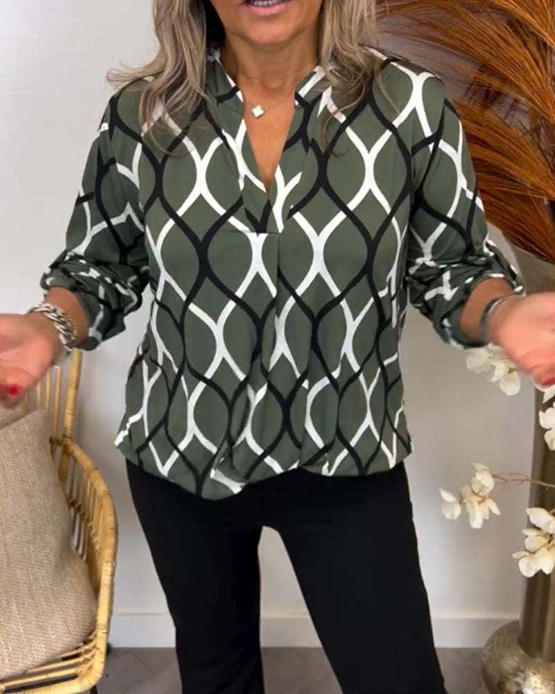 CHRISTABEL | CASUAL BLUZA Z DŁUGIM RĘKAWEM WZORZYSTA