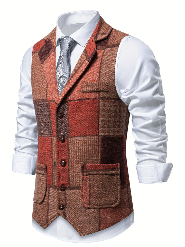 Benedict | Kamizelka Patchwork z Wzorem Skośnym