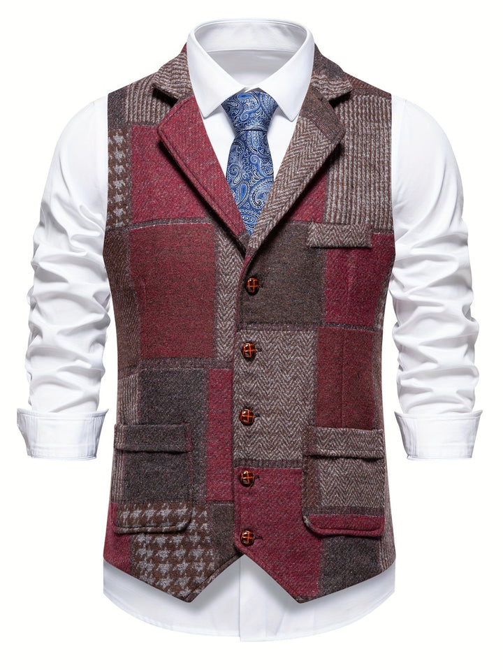 Benedict | Kamizelka Patchwork z Wzorem Skośnym