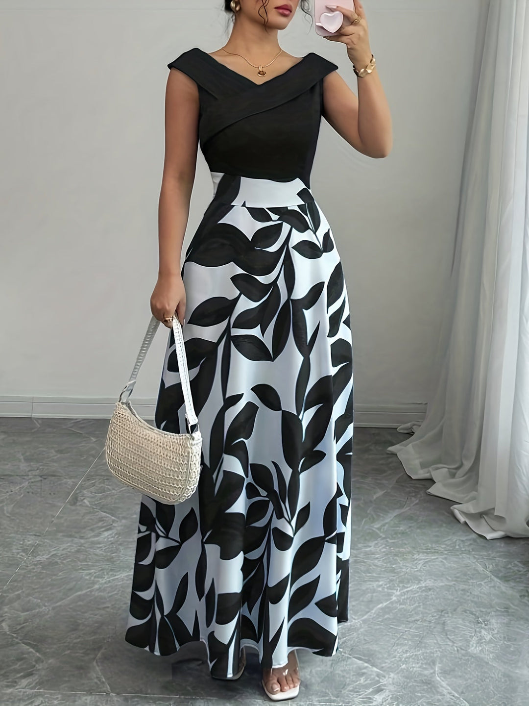 Sabrina | Elegancka sukienka maxi w liście
