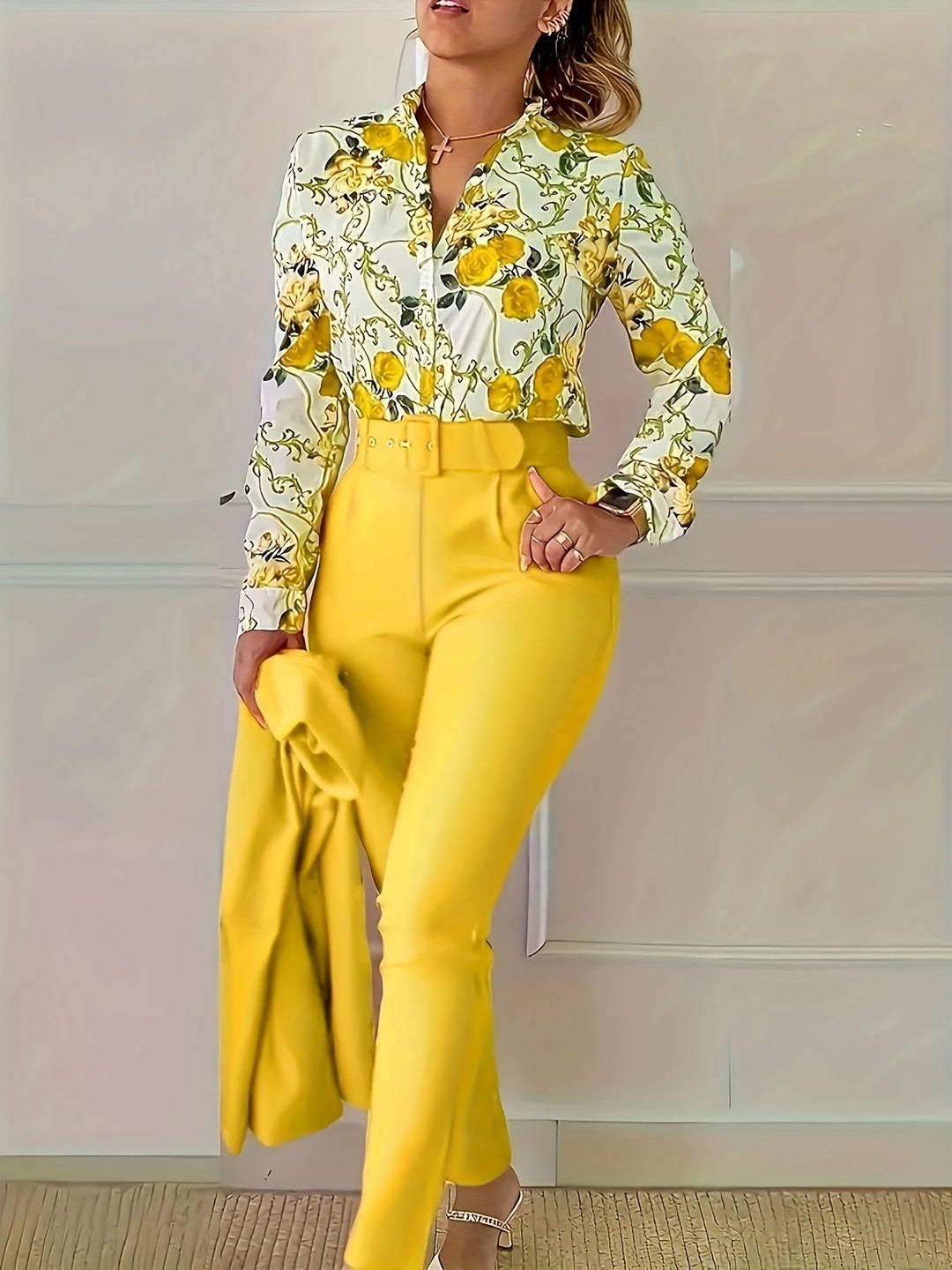Marlene | Elegancki Kwiatowy Zestaw Dwuczęściowy